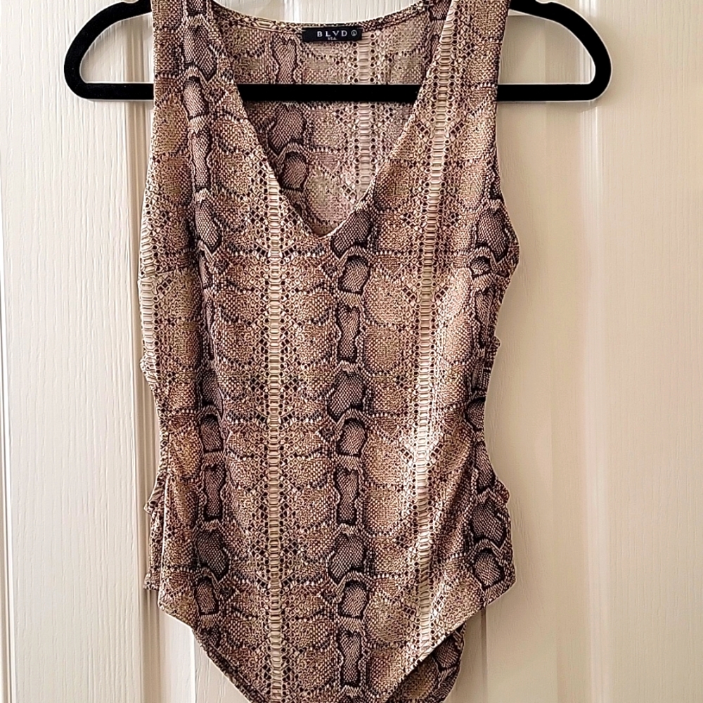B L V D Snakeskin Bodysuit NWOT